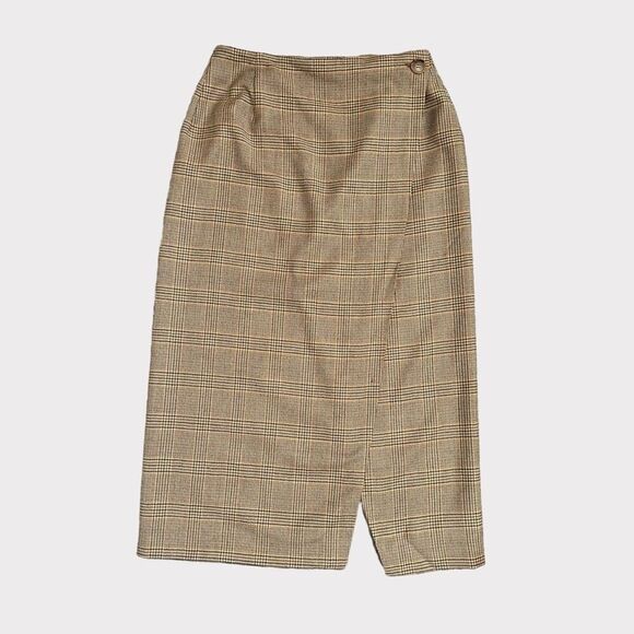 Zadig & Voltaire Deluxe Wool Cashmere Blend Plaid Wrap Skirt Size 12 - Picture 1 of 5
